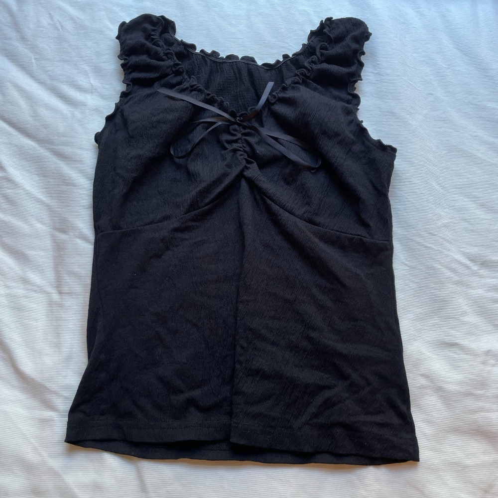 Elegant Black Ruffled Women's Top